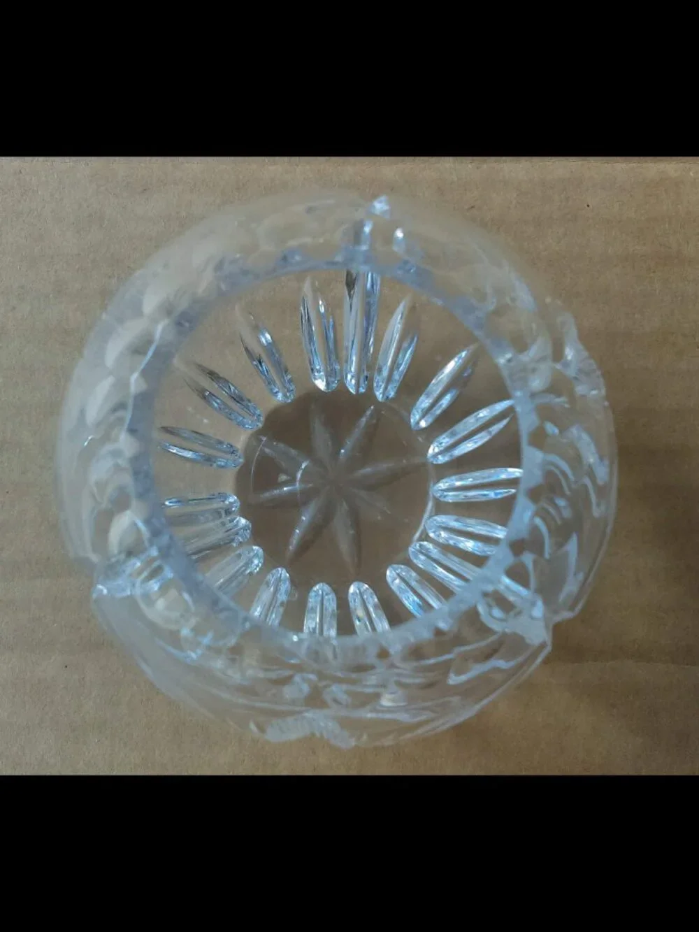Intricately Cut Clear Glass Vase/Bowl 3” Tall